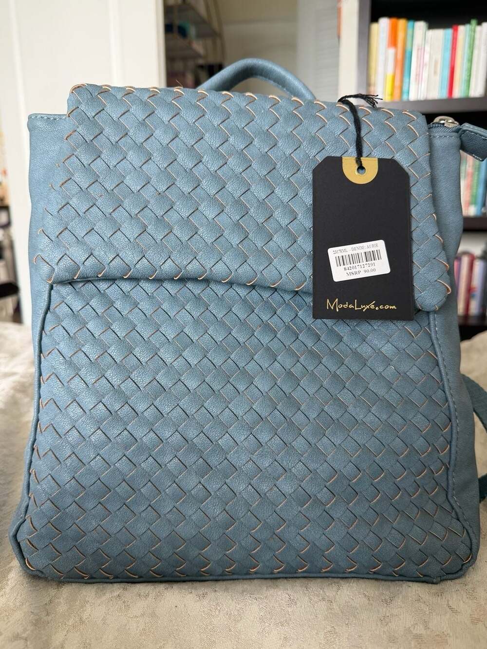 Moda Luxe Aurie Denim Vegan Leather Woven Backpack
